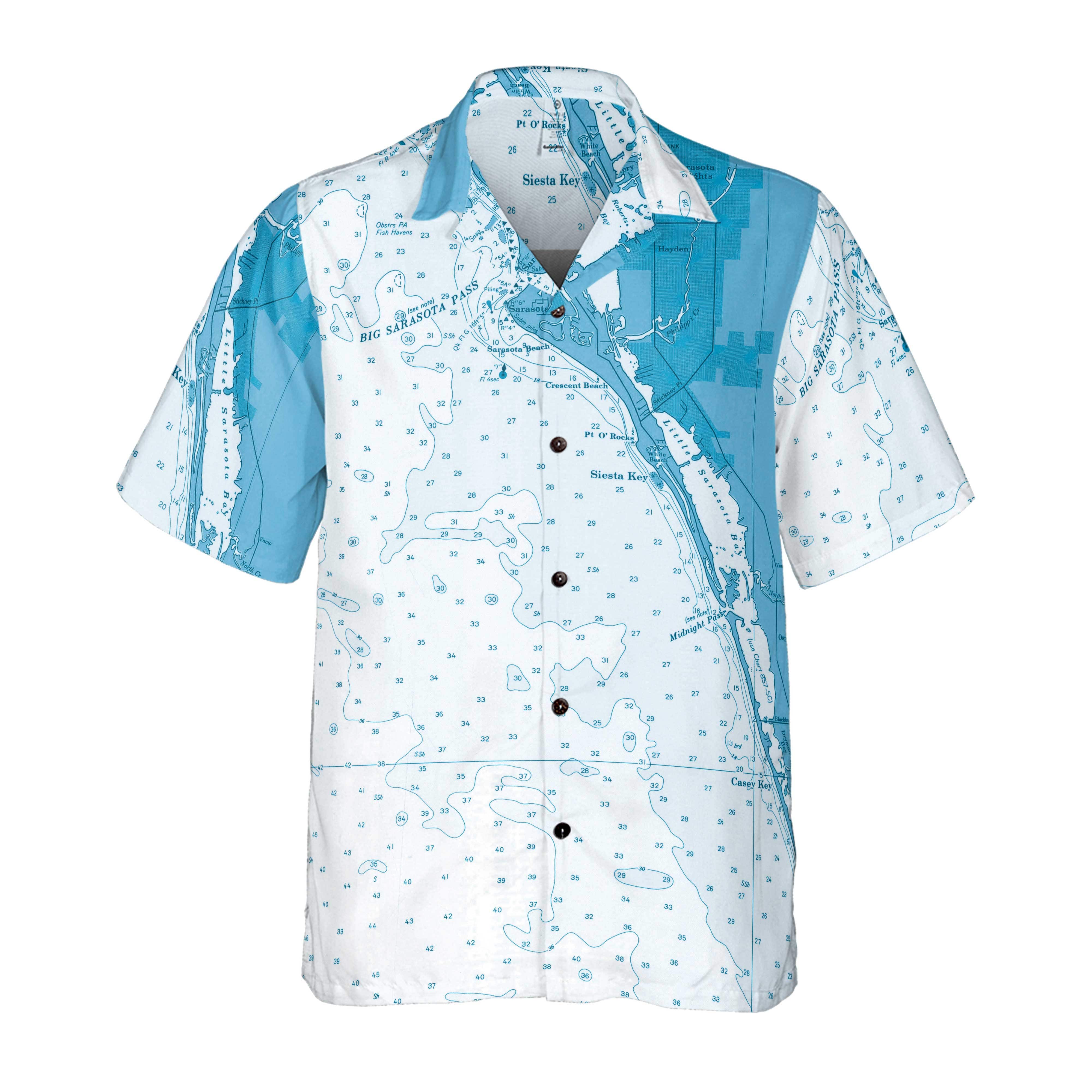 The Siesta Key Blues Coconut Button Camp Shirt