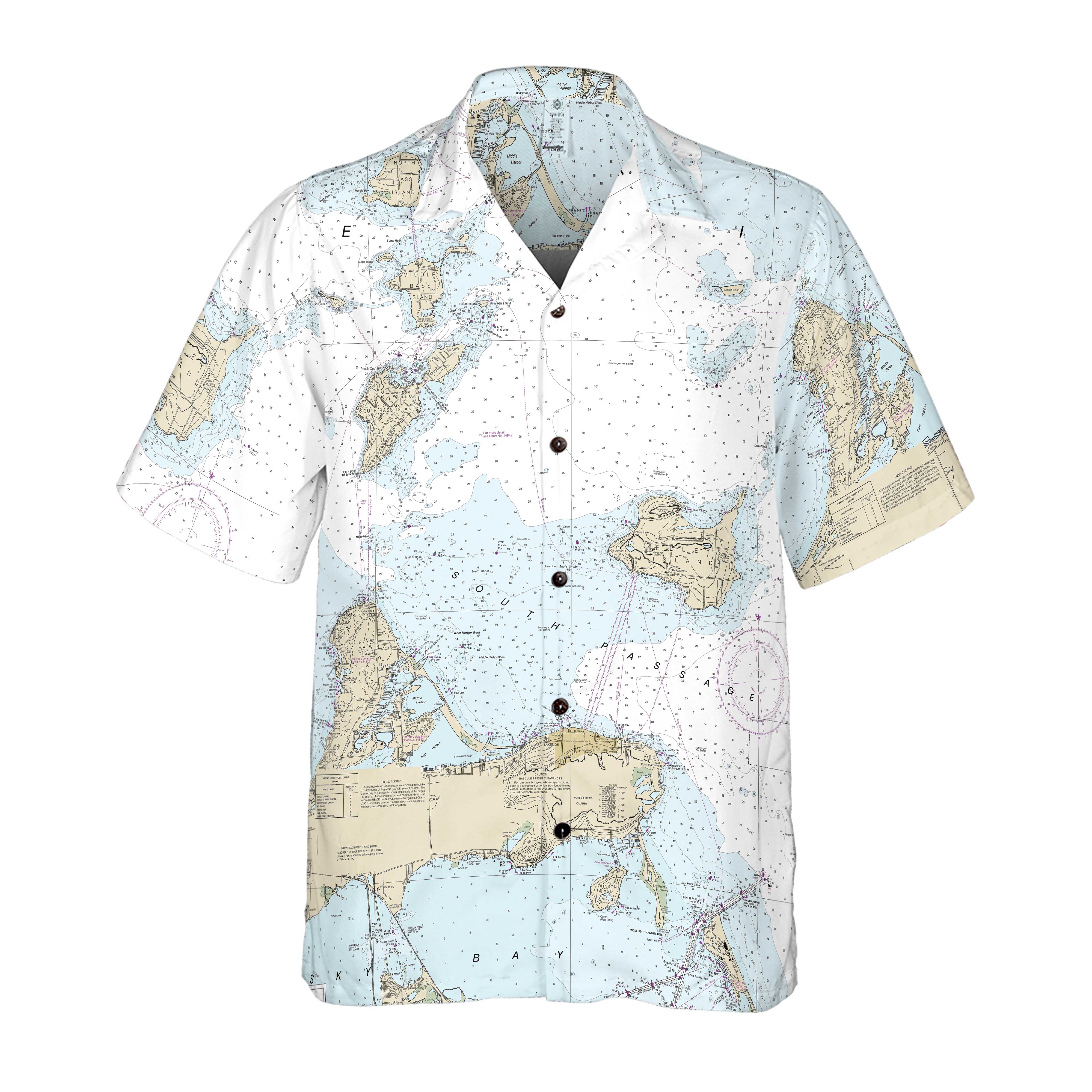 The Erie Islands South Passage Coconut Button Camp Shirt